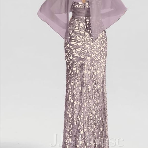 Mother of the Bride Groom Formal Floor Length Chiffon Lace Evening Dress - Picture 2 of 13